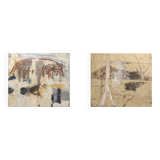 Set of 2 abstract paintings titled “Fyrhat” by the Belgian Artist Nico de G