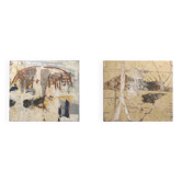 Set of 2 abstract paintings titled “Fyrhat” by the Belgian Artist Nico de G