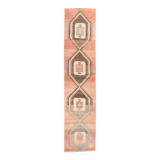 3x12 Pale Red & Brown Antique Vintage Runner Rug, 83x383Cm