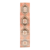 Tapis de couloir vintage rouge pâle et marron 3x12, 83x383 cm