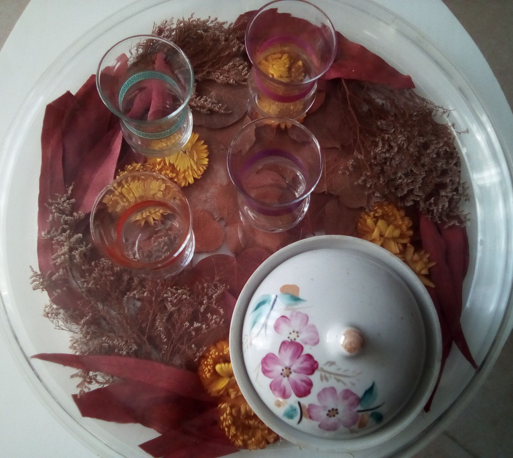 Vintage rattan stool coffee table