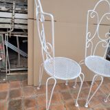 Paire de chaises de jardin ancienne en fer forgé
