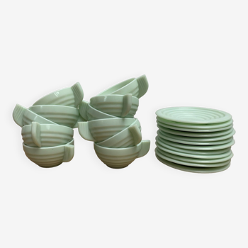 Vintage sea green opaline coffee cups