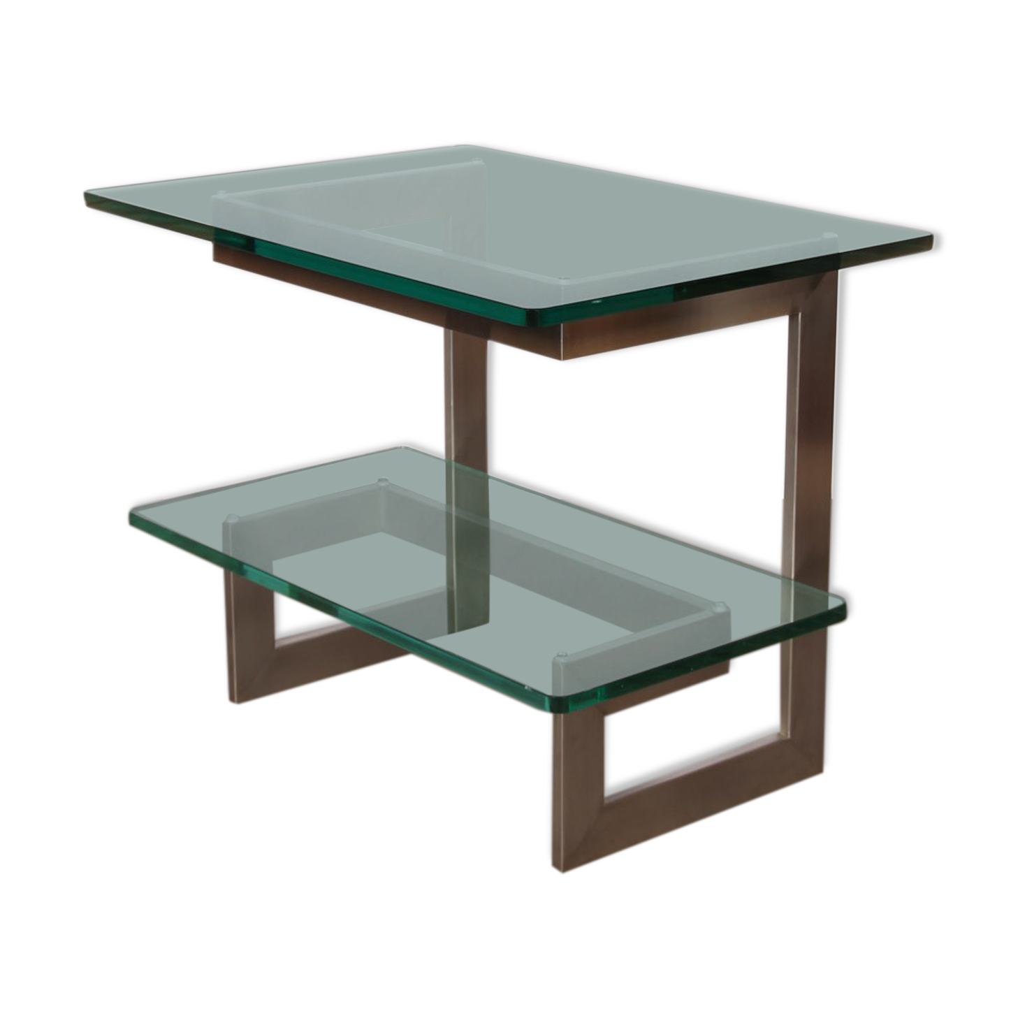 Vintage metal and glass console by Paul Legeard, 1970
