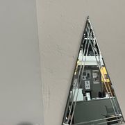 Vintage Big Triangular Wall Mounted Mirror with Beveled Decoration