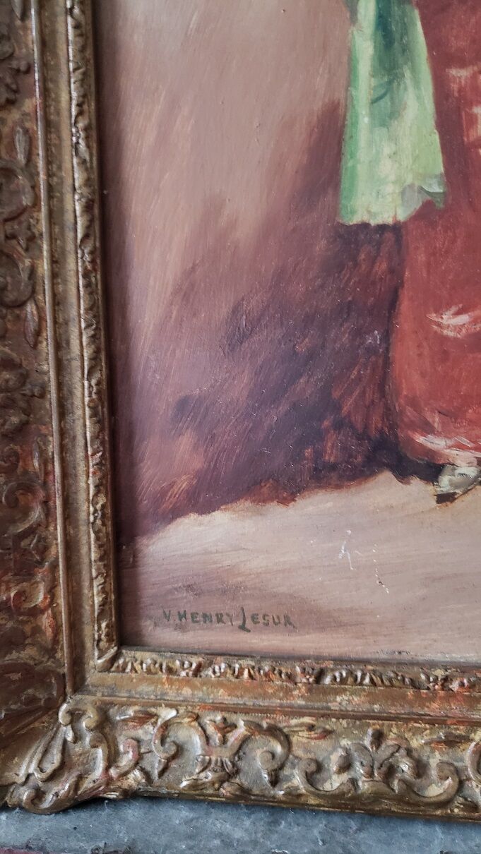 Pair of oils on panel by henri victor lesur