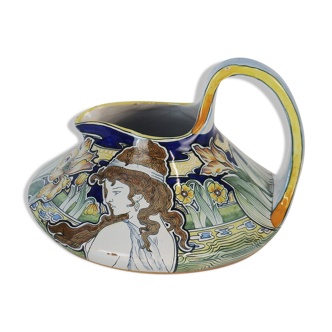 Chocolatière en faience  Art Nouveau