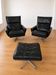 Vintage Danish Georg Thams matching black leather lounge chairs 1970s
