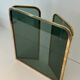 Three-Panel Folding Fire Screen in Tinted Green Glass with Brass Frame