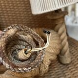 Three-light braided rope pendant light, 1950-1960.