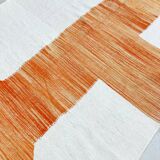 Kilim Moroccan Berber ecru mottled orange pattern 350x236cm