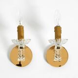 Two original Italian 1960s wall lamps with glass and mirror components