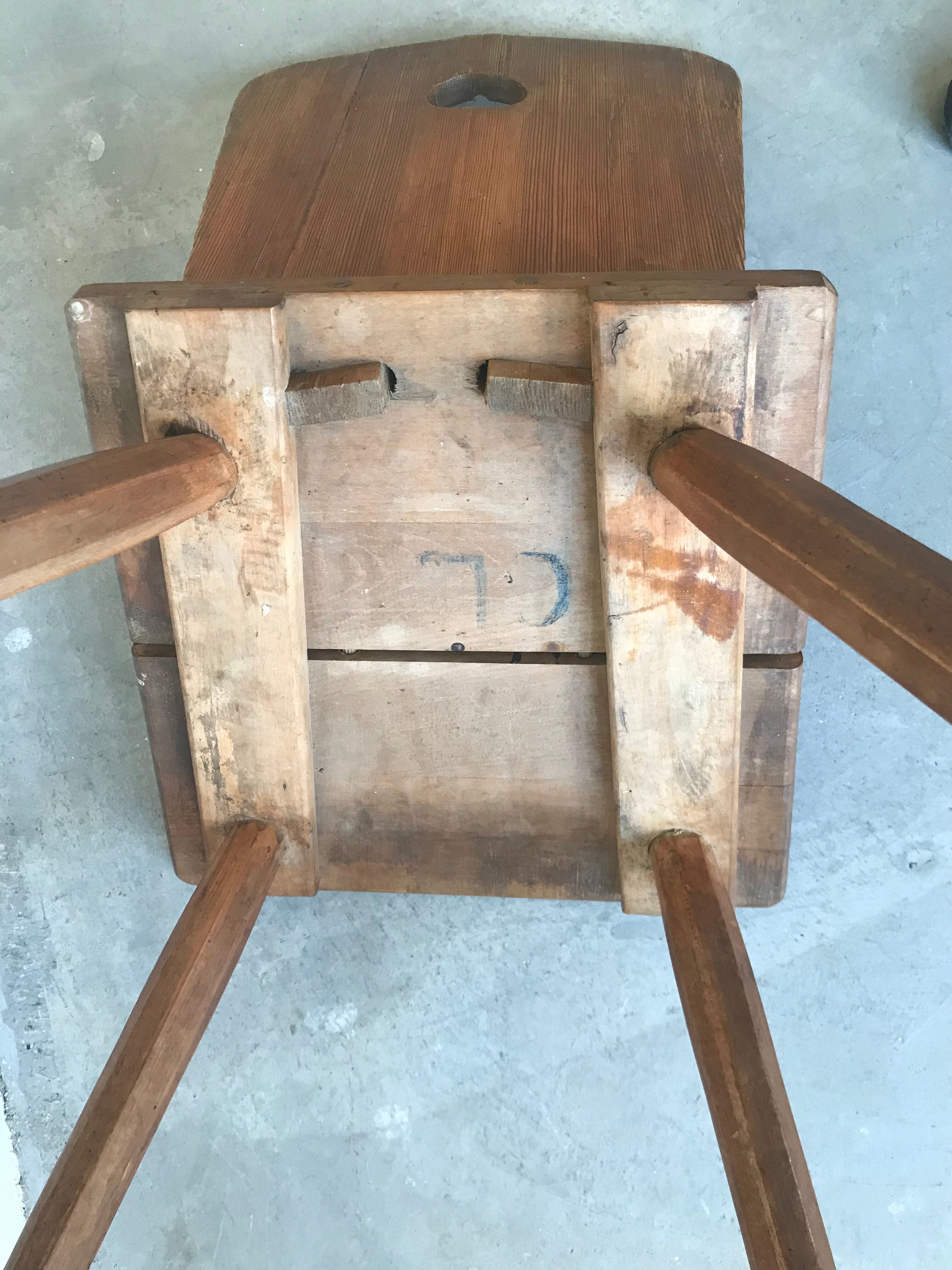 Suite of 6 savoyard solid wood chairs, circa 1950