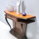 Beech and Walnut Root Console Table with an Orange Glass Top, Italy