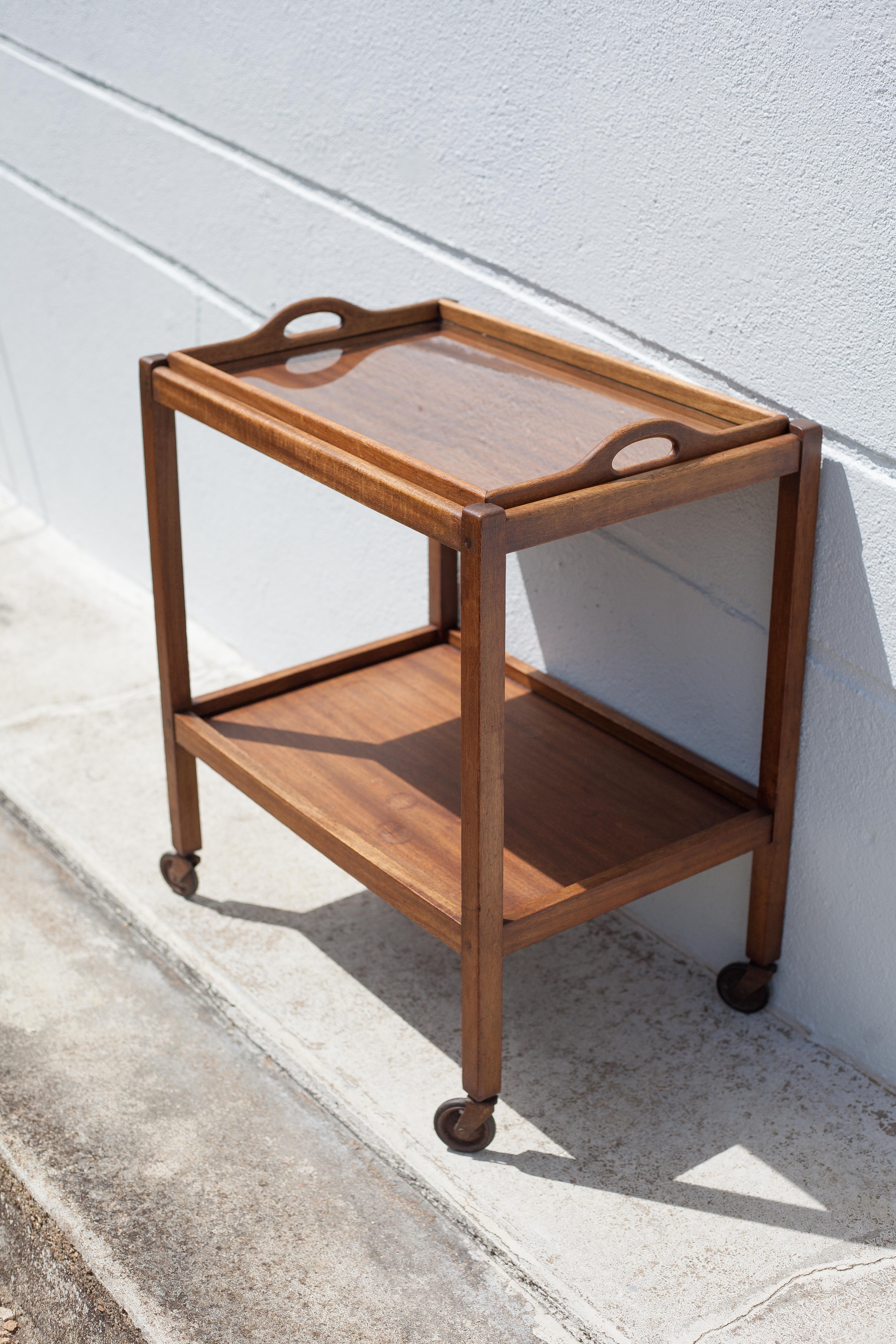 Wooden service with wheels