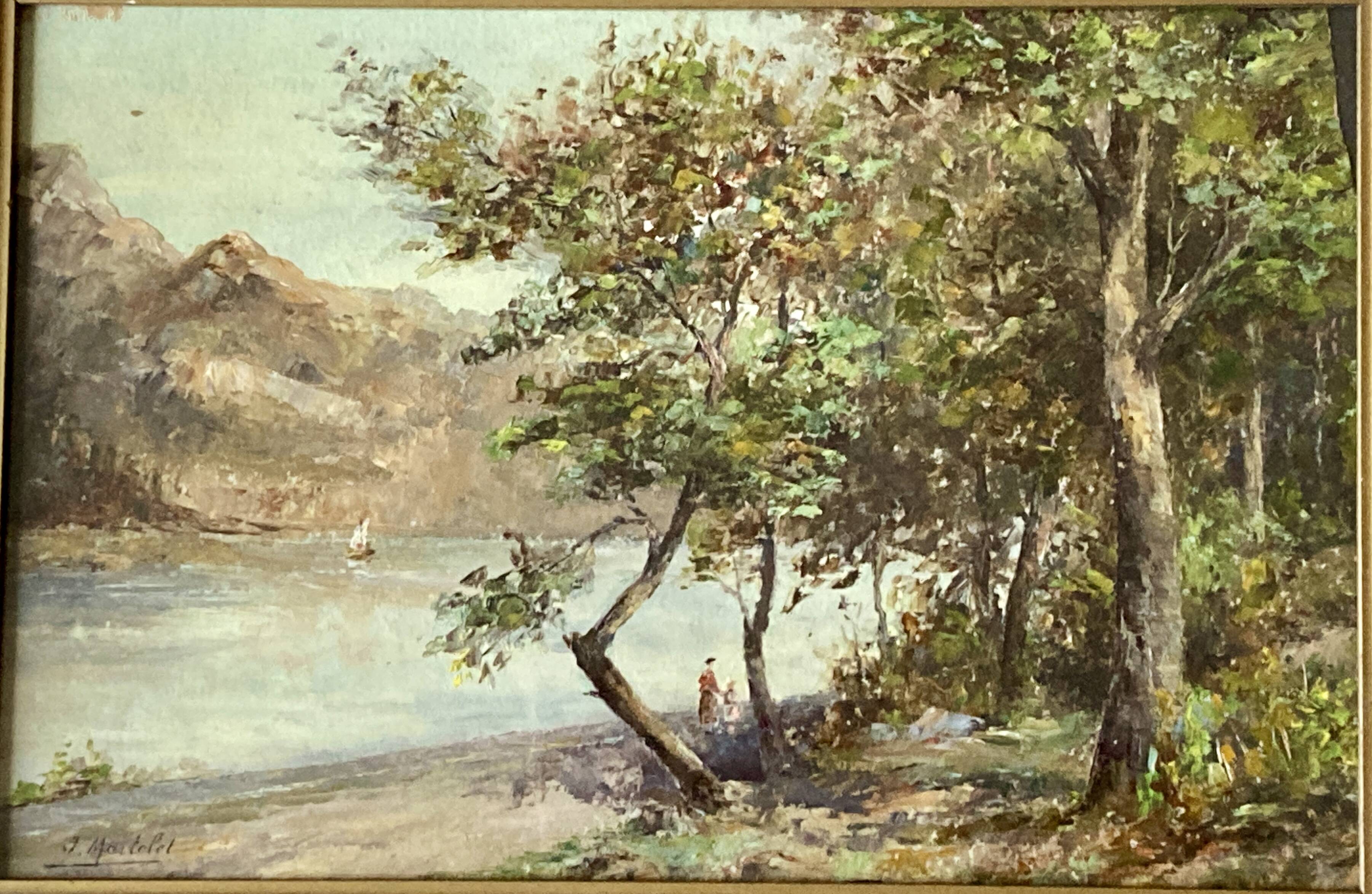 Tableau - Animated scene of Lake Bourget - Chatillon - Post-impressionism