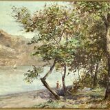 Tableau - Animated scene of Lake Bourget - Chatillon - Post-impressionism