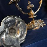 Paire de chandeliers bronze argenté XIX eme