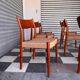 Set of 6 Fristho chairs in teak and rope.