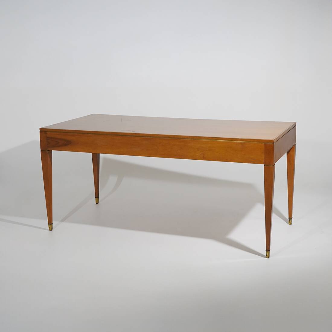 Walnut desk with brass details, 1950s