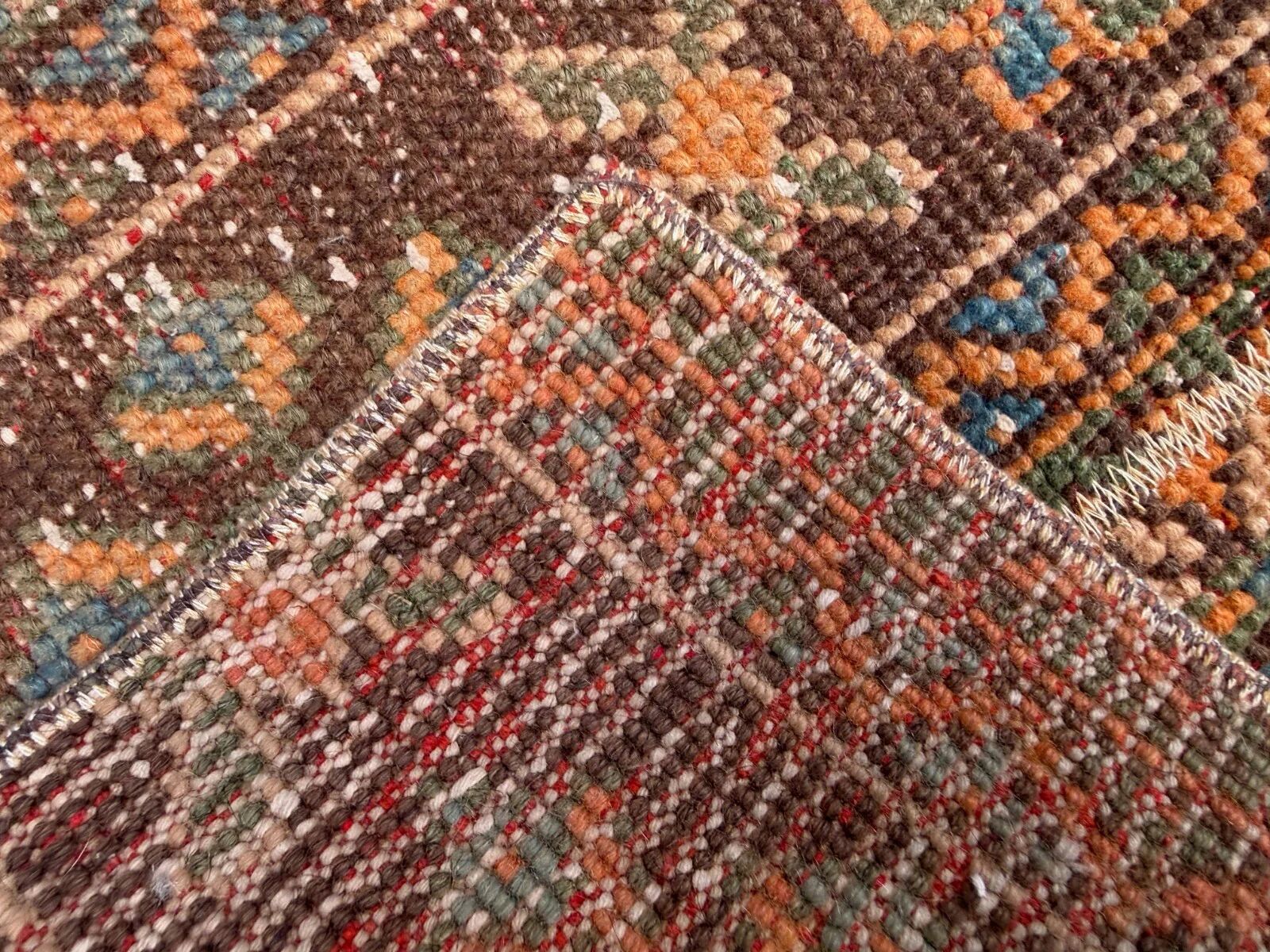 Distressed Turkish narrow runner 55x148 cm wool vintage tribal rug 2563