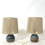 Pair of bedside lamps, rope blinds