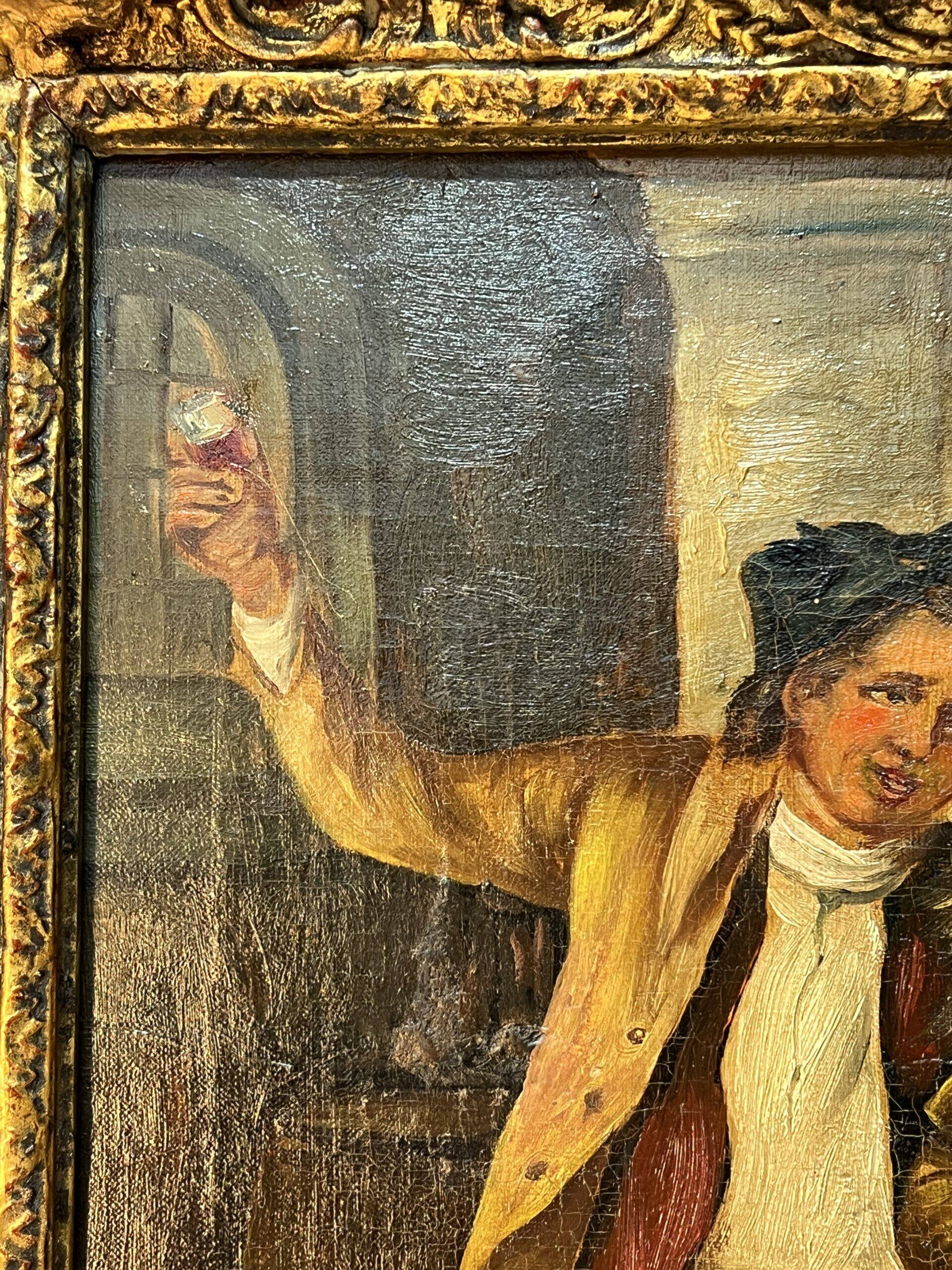 Edouard John E. Ravel is an artist born in Switzerland in 1847 and died in 1920, HST tavern scene