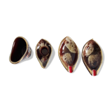 Jasba smoking set in brown red, four-piece Jasba ceramic set, table set, ashtray, candle holder hous