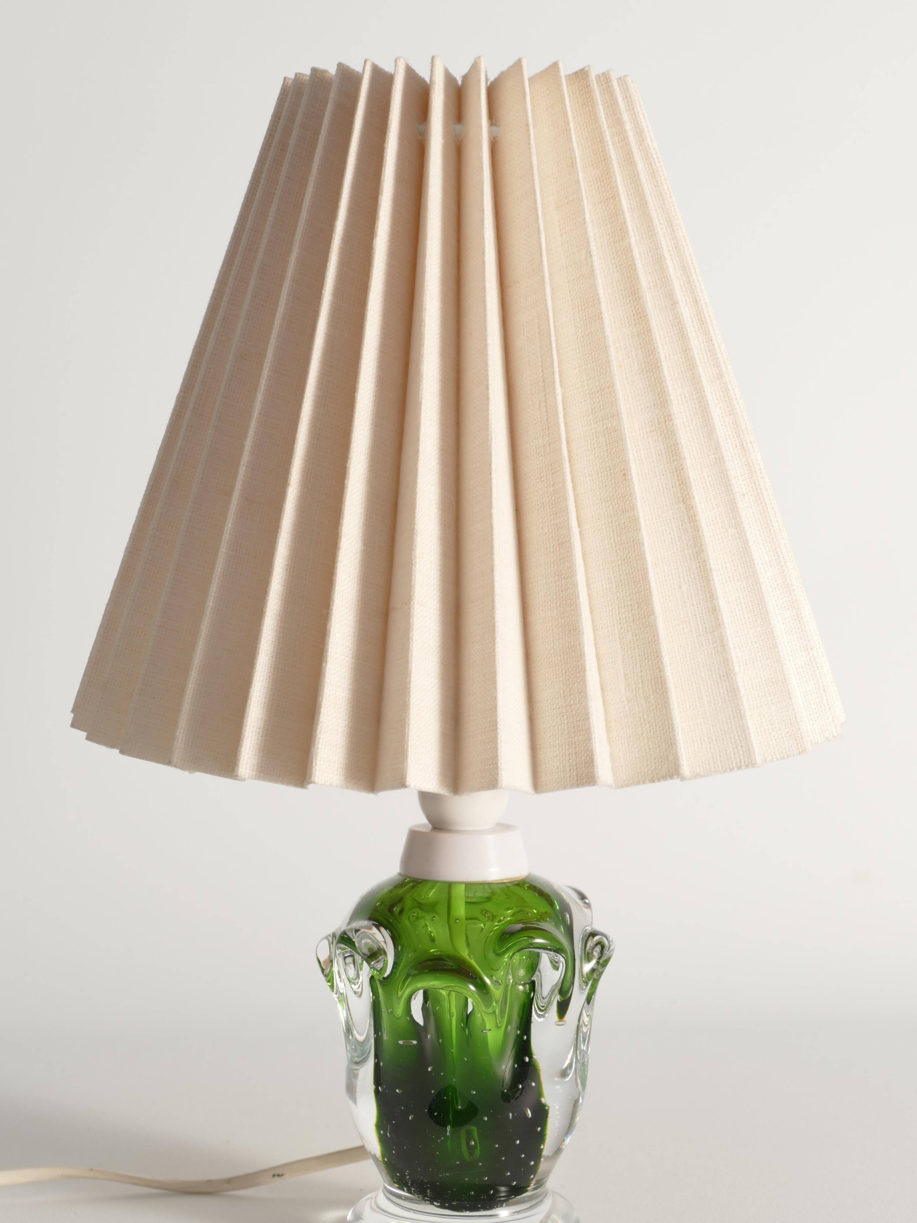 Green Glass Table Lamp Börne Augustsson, Åseda, 1950s