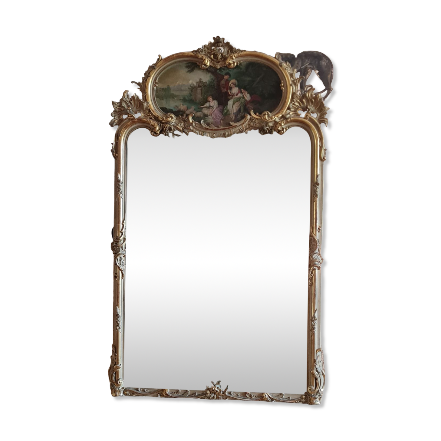 Mirror trumeau gilded wood and patinated XIX century