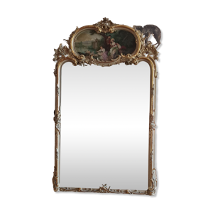Miroir trumeau bois doré et patiné