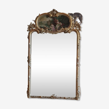 Mirror trumeau gilded wood and patinated XIX century
