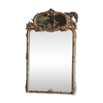 Mirror trumeau gilded wood and patinated XIX century