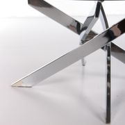 Vintage chrome coffee table with X frame and round glass top, 1980s
