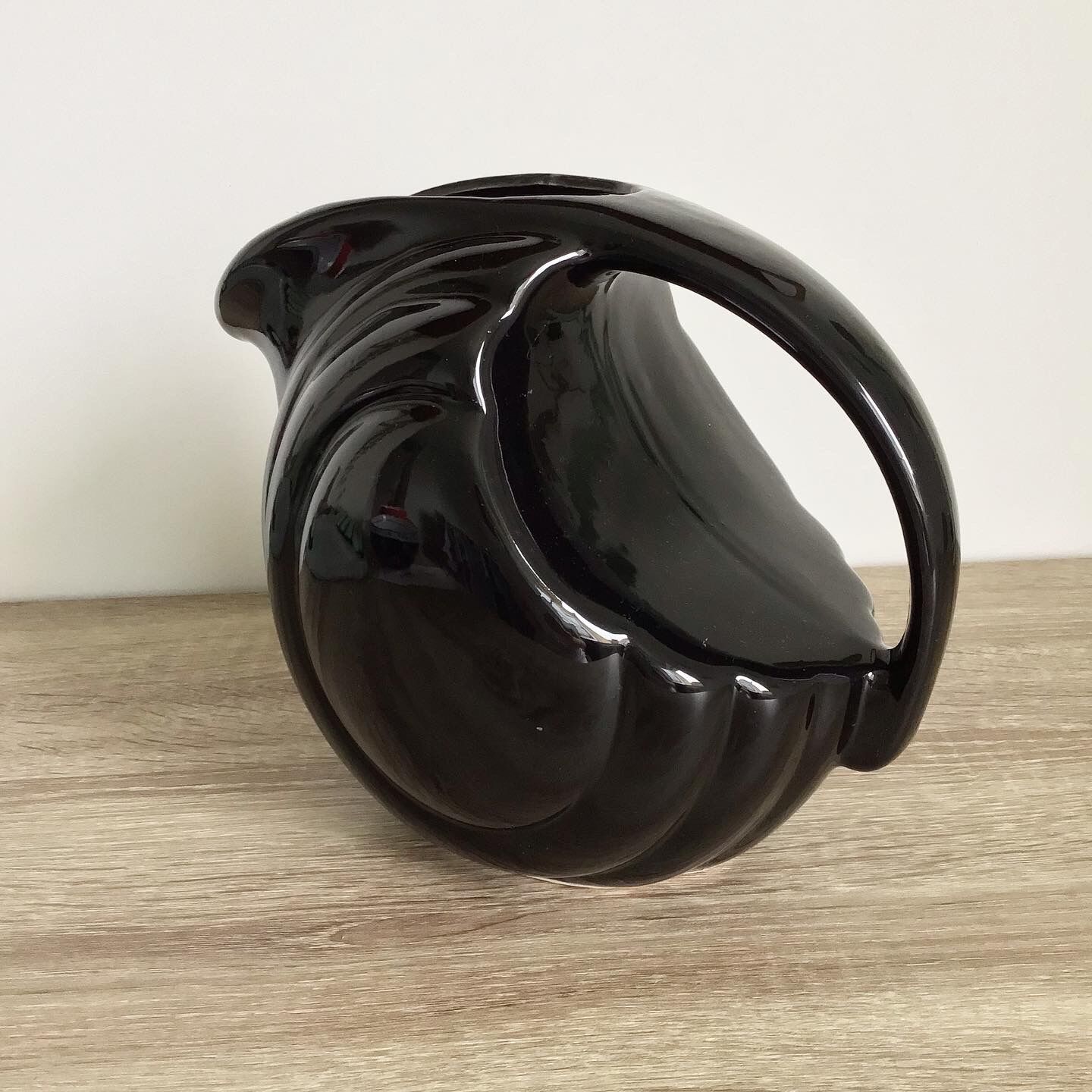 Vintage black ceramic pitcher art deco style