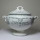 Large antique soup tureen K&G Lunéville Compiègne model in ironstone.