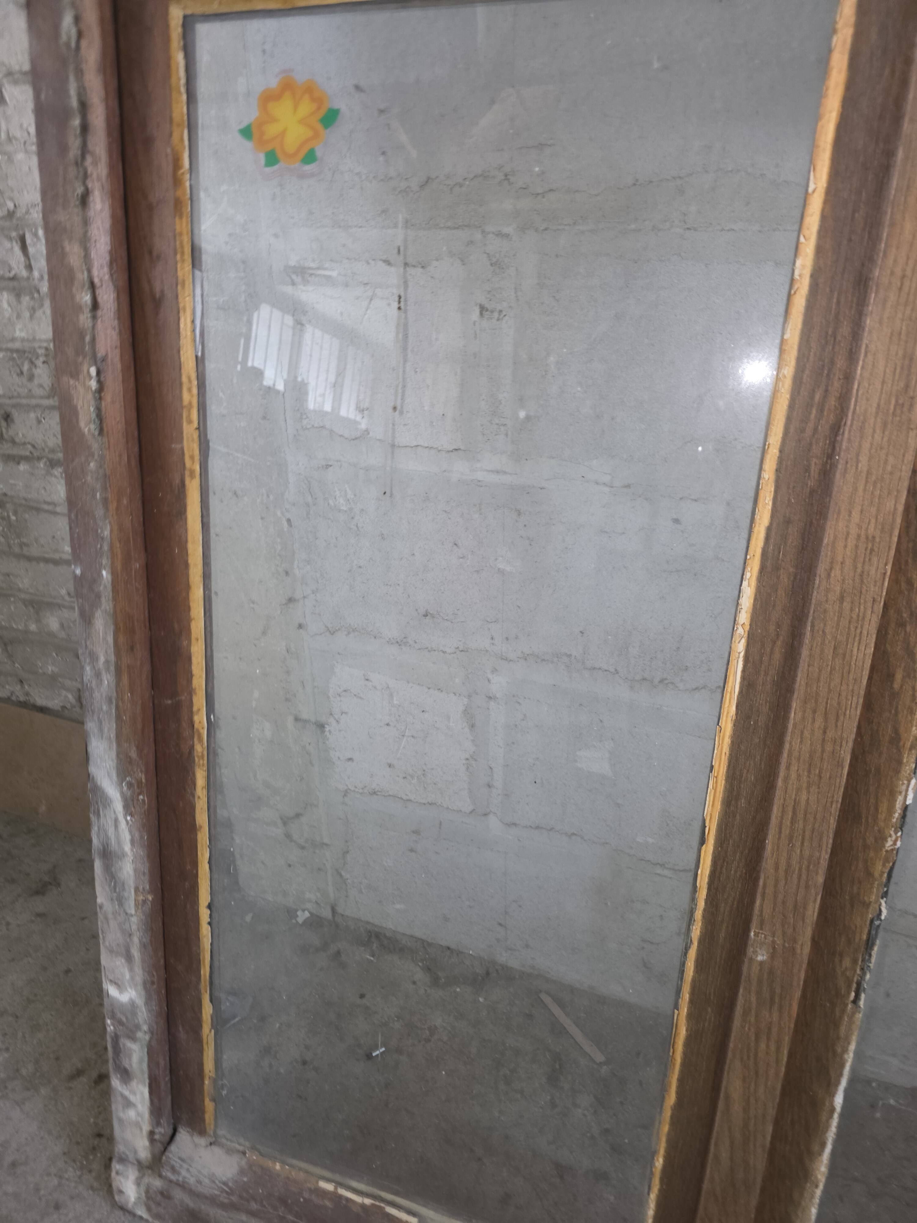 Pair of solid oak windows from the early 20th century.