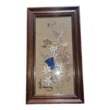Cadre tableau de fleurs séchées signé