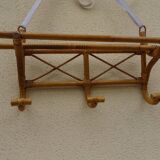 Porte manteau mural vintage rotin