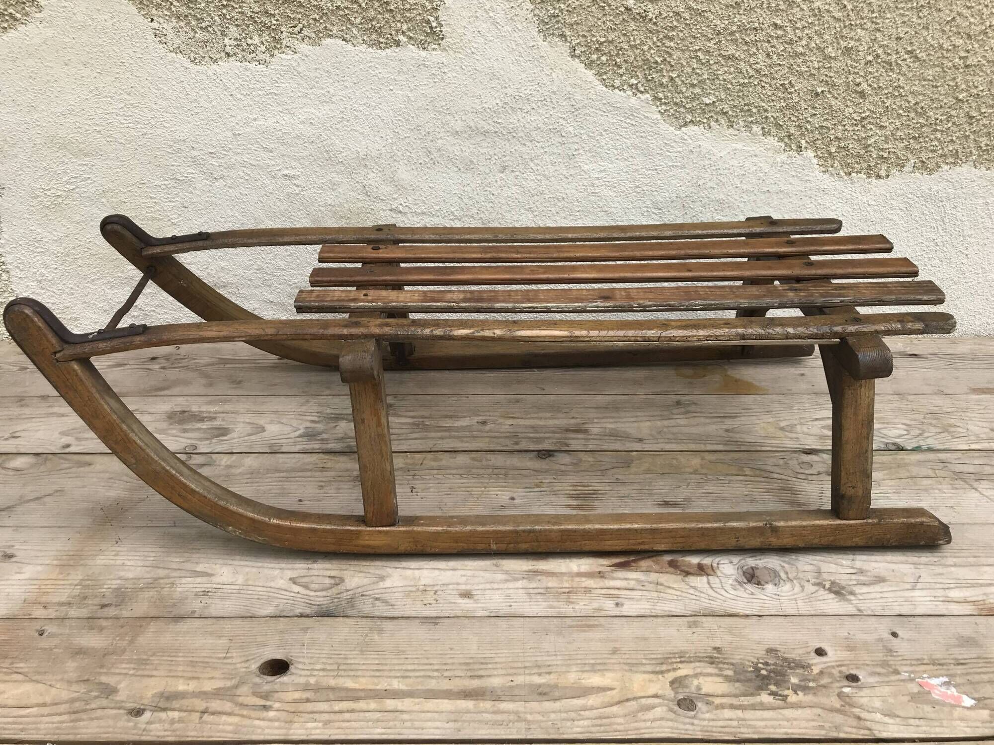 Old 50s painted wooden sled