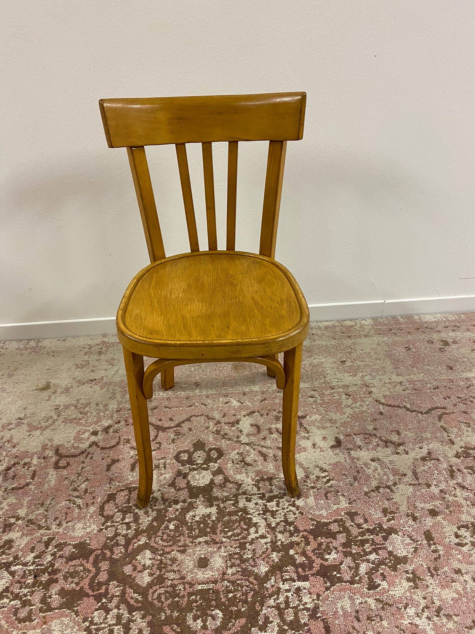 Set of 6 mismatched bistro chairs including Baumann and Luterma chairs