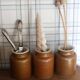 3 vases vintage en grès, intérieur vernissé