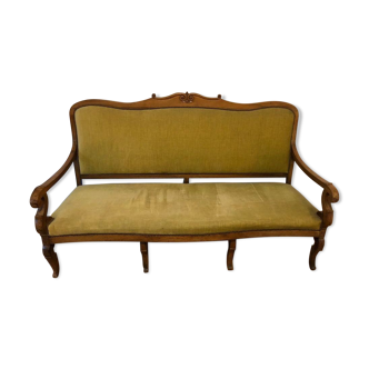Sofa seat wood and fabric velvet green