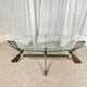 Vintage Italian coffee table in glass, chrome and brass metal, Hollywood Regency style, 1970s.