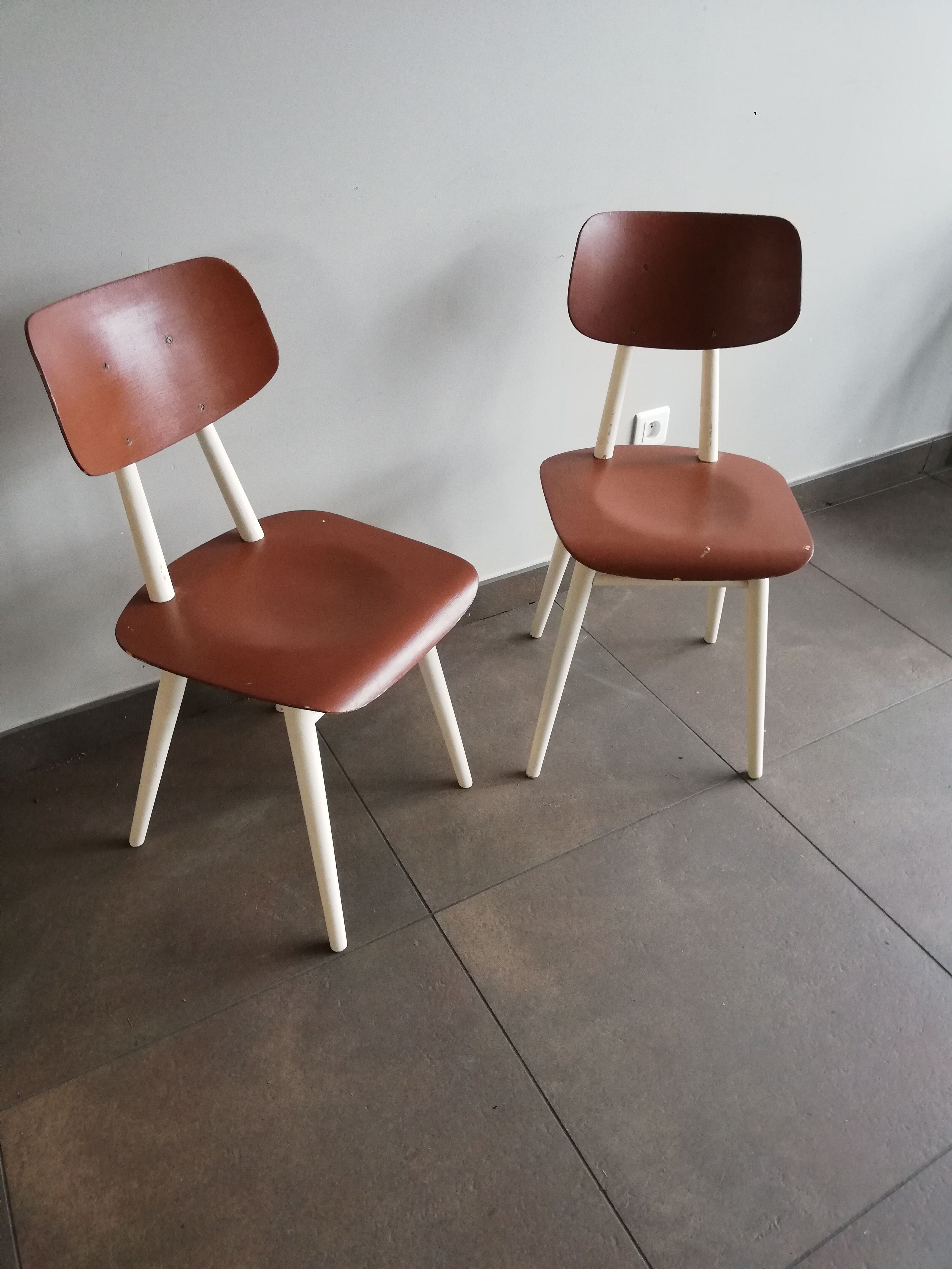 2 vintage Czech wooden chairs, Ton ex Thonet, 1960