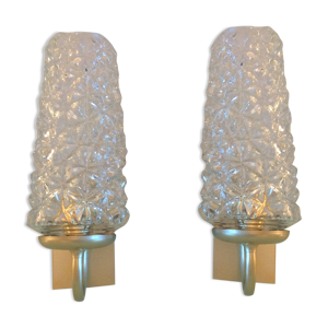 Paire d'appliques verre