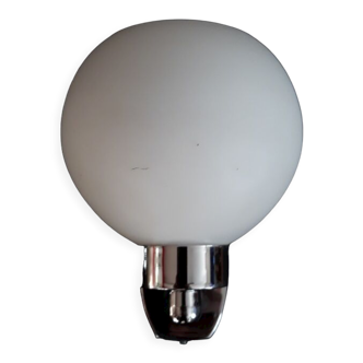Wall lamp chrome and globe in polished glass - 80s