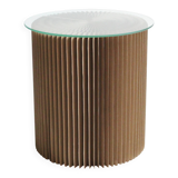 Cardboard Harmonica Side Table With Glass Top, 1970s