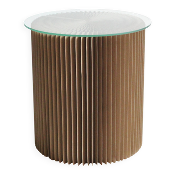 Cardboard Harmonica Side Table With Glass Top, 1970s