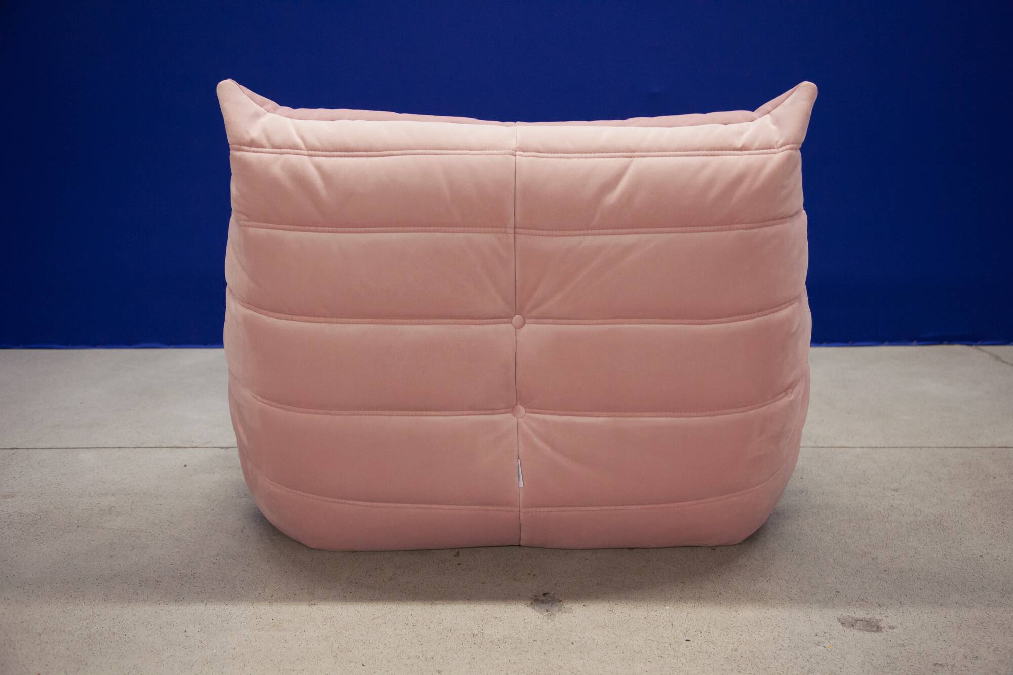 Togo Armchair and Pouf in Pearl Pink  Velvet